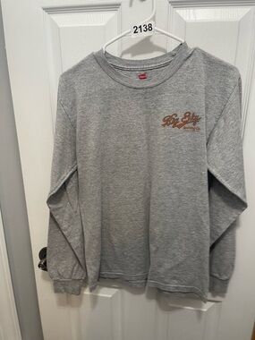 Hanes Gray Long Sleeve Tee with Brown Logo